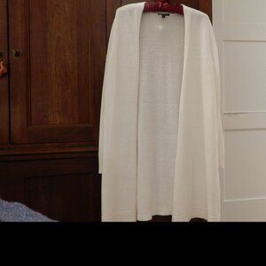 Eileen Fisher Ladies NWT Open Front Organic Cotton/Linen White Cardigan
